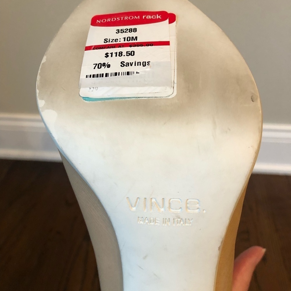 *NWOB* Vince. Women’s 10 Allison Leather Peep Toe Mule Heel in Nude - Picture 11 of 14
